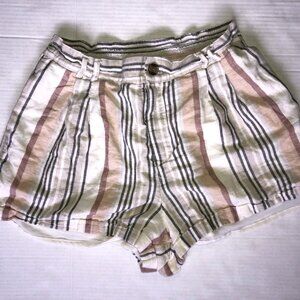 American Eagle Striped Shorts Womens Large High Rise Casual Cuffed